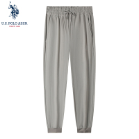 USPOLO ASSN春夏新款男士时尚简约螺纹腰头抽绳调节透气微弹修身舒适休闲长裤