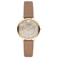 阿玛尼（Emporio Armani）手表女镶钻珍珠贝母女士手表简约皮带女表 AR11151