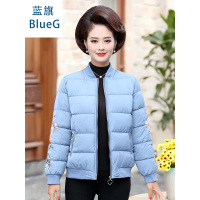蓝旗中年棉服女短款妈妈冬装棉衣外套中老年新款绣花棉袄