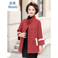 蓝旗中老年女装妈妈装新款秋冬装时尚毛呢外套中年洋气秋装上衣