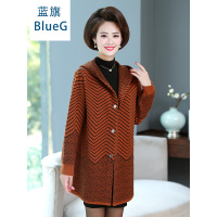 蓝旗秋冬装毛衣外套高贵中长款中老年女装洋气加厚开衫大衣