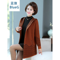 蓝旗秋季毛衣外套高贵中长款中老年女装洋气加厚开衫大衣外套