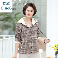 蓝旗(BLUEG)2020新款妈妈装春季长袖上衣中老年连帽外套