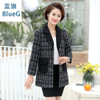 蓝旗(BLUEG)2020新款中老年妈妈春季短款洋气高贵外套