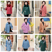 蓝旗(BLUEG)女士中老年秋冬中长款妈妈装气质高贵毛呢大衣