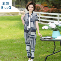 蓝旗(BLUEG)女士春季妈妈装春季时尚休闲女装2件套装