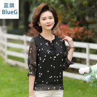 蓝旗(BLUEG)女士中老年2020春季妈妈装时尚休闲女装小衫