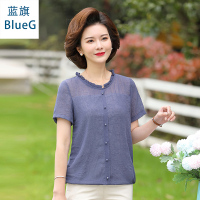 蓝旗(BLUEG)女士中老年春季妈妈装时尚休闲风系列女装小衫