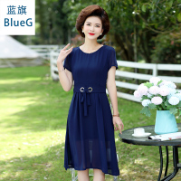 蓝旗(BLUEG)女士中老年春季时尚休闲风系列妈妈装装连衣裙