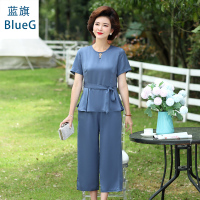 蓝旗(BLUEG)女士中老年2020春季妈妈装时尚休闲装2件套套装