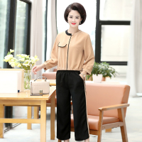 蓝旗(BLUEG)女士中老年妈妈装中老年春季2020款妈妈装时尚休闲套装2件套