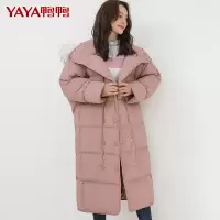 鸭鸭 90鸭绒时尚羽绒服女长款过膝韩版连帽加厚时尚保暖外套