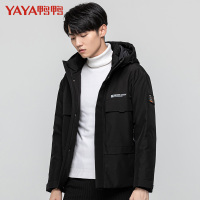 鸭鸭 90鸭绒羽绒服男士新款工装连帽时尚外套男时尚潮