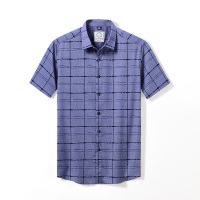 鸭鸭(yaya)时尚休闲舒适衬衫修身格子短袖春夏装衬衫DYB57M0270