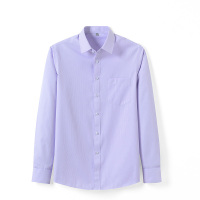 鸭鸭(41.8%棉)2021新款紫色条纹衬衫男长袖青年商务职业工装休闲衬衣