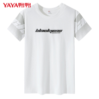 鸭鸭(yaya)夏季男士短袖t恤字母印花新款纯棉上衣圆领