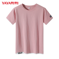 鸭鸭(yaya)夏季男士短袖T恤2021年新款宽松大码潮流圆领印花百搭休闲