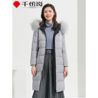 千仞岗2019秋冬大毛领加厚保暖羽绒服女长款连帽韩版修身显瘦冬装女