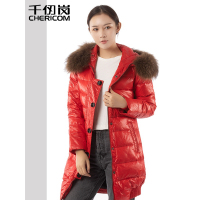 千仞岗女士秋冬季羽绒服女韩版大毛领中长款修身冬季羽绒服