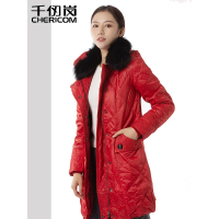 千仞岗女士秋冬新品中长款羽绒服女带毛领显瘦保暖冬季长外套