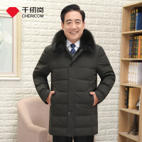 千仞岗羽绒服新款中老年男士爸爸装大毛领大码冬装外套