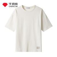 千仞岗100%棉春季新款男士圆领短袖T恤韩版纯色休闲百搭