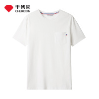 千仞岗100%棉春季新款男士时尚圆领纯色短袖T恤韩版潮流百搭