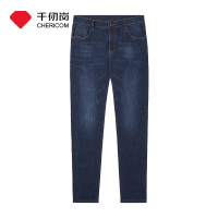 千仞岗春季新款男士舒适微弹牛仔裤中腰直筒休闲长裤
