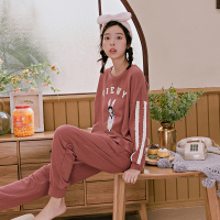 芬腾千线艺春秋新品棉质睡衣女长袖日系卡通少女针织棉家居服套装