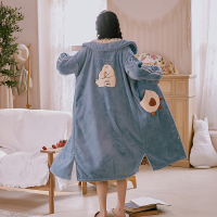 芬腾千线艺珊瑚绒睡袍女秋冬法兰绒可爱浴袍女冬加厚加长款家居服