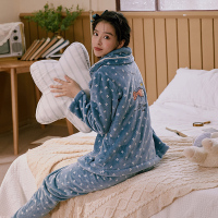 芬腾千线艺珊瑚绒睡衣女秋冬韩版卡通加厚法兰绒少女家居服两件套