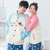 千线艺珊瑚绒睡衣女秋冬可外穿加厚开衫法兰绒家居服套装