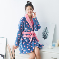 芬腾旗下千线艺珊瑚绒睡袍女秋冬季浴袍法兰绒长袖睡衣家居服浴衣
