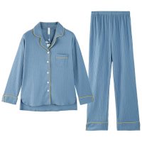 芬腾睡衣女春秋冬纯棉长袖开衫宽松可外穿全棉女士家居服两件套装