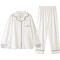 芬腾长袖睡衣女春秋季纯棉套装春夏新品女士纯色开衫家居服可外穿