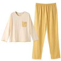 芬腾春秋长袖睡衣女韩版可爱纯棉宽松圆领家居服休闲可外穿两件套
