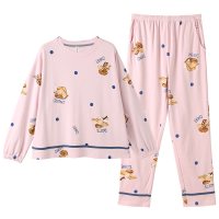 芬腾春秋女士睡衣女纯棉长袖长裤甜美套头宽松春季全棉家居服套装