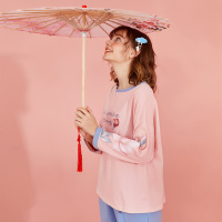 芬腾春秋长袖睡衣女纯棉韩版套头女甜美可外穿女士全棉家居服套装