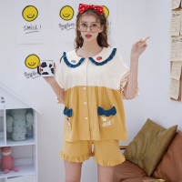 芬腾夏季薄款睡衣女纯棉短袖短裤套装少女可爱甜美夏天全棉家居服