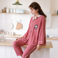 芬腾春秋长袖睡衣女新品纯棉开衫甜美可爱少女宽松全棉家居服套装