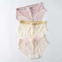 芬腾内裤女性感蕾丝镂空诱惑女士透气底裤纯棉抗菌内裆三角短裤头