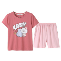 芬腾睡衣情侣夏季薄款短袖纯棉青年卡通布朗熊夏可外穿家居服套装