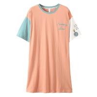 芬腾睡衣女夏季薄款短袖纯棉中长睡裙少女宽松甜美可爱学生家居服