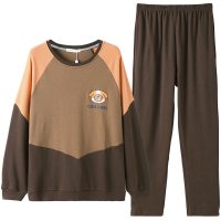 芬腾布朗熊睡衣男春秋长袖纯棉男款休闲宽松可外穿青年家居服套装