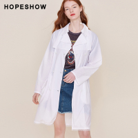 hopeshow风衣女红袖2019秋季新款流行森女宽松小个子防晒外套