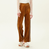 hopeshow休闲裤女红袖2019秋季新款洋气宽松运动裤丝绒显瘦阔腿裤