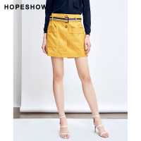 hopeshow休闲裤女 红袖2019夏装新款女装直筒裙裤宽松阔腿短裤
