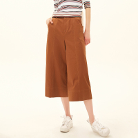 hopeshow裤子红袖秋季2019新款女装纯色系带中腰七分直筒休闲裤女