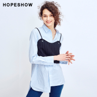 hopeshow背心女 红袖2019夏季新款女装外穿条纹绑带短抹胸上衣女
