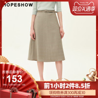 红袖秋季2019新款女装时尚百搭格子a字裙系带中长款高腰半身裙女